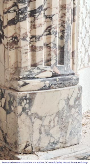 Regency-style fireplace carved in Brèche Violette marble-5