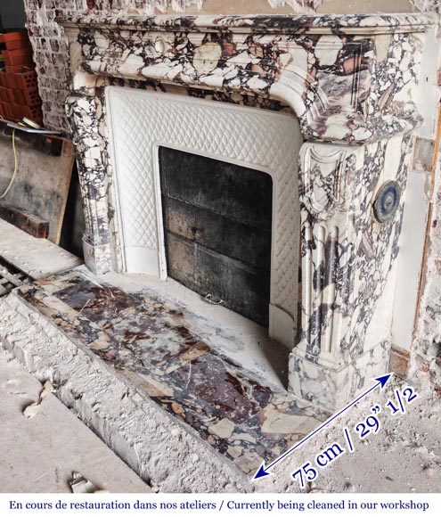 Regency-style fireplace carved in Brèche Violette marble-6