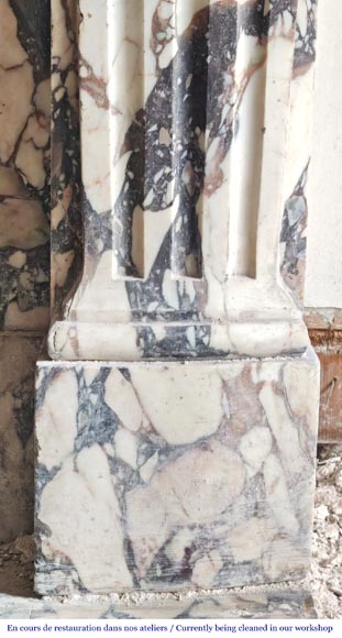 Regency-style fireplace carved in Brèche Violette marble-8