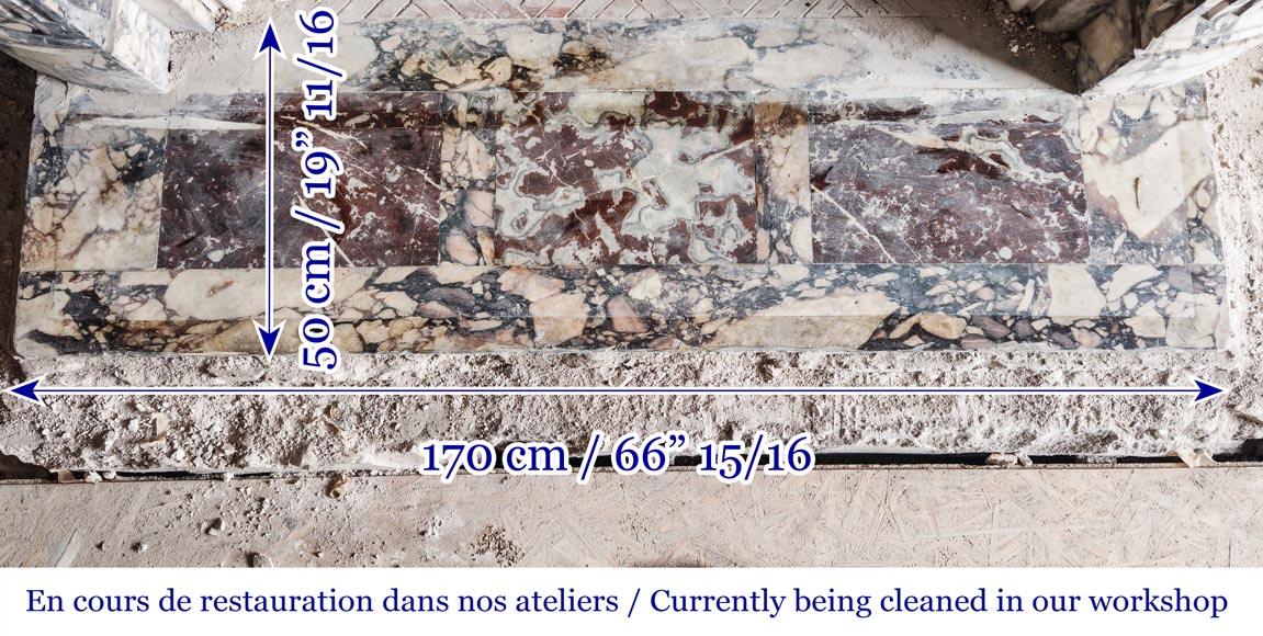 Regency-style fireplace carved in Brèche Violette marble-9