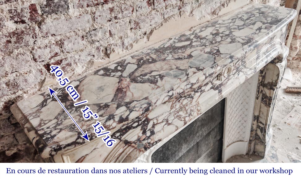 Regency-style fireplace carved in Brèche Violette marble-10
