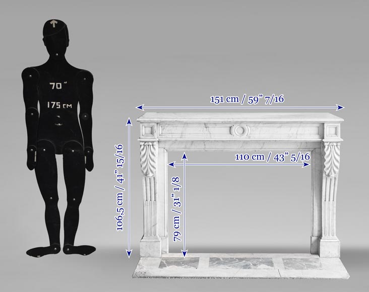 Restoration-period Carrara marble fireplace with water-leaf ornamentation Restoration-period Carrara marble fireplace with water-leaf ornamentation-11