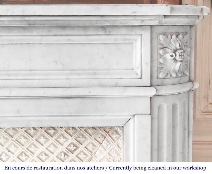 Louis XVI style Carrara marble fireplace with rounded corners Louis XVI style Carrara marble fireplace with rounded corners-6