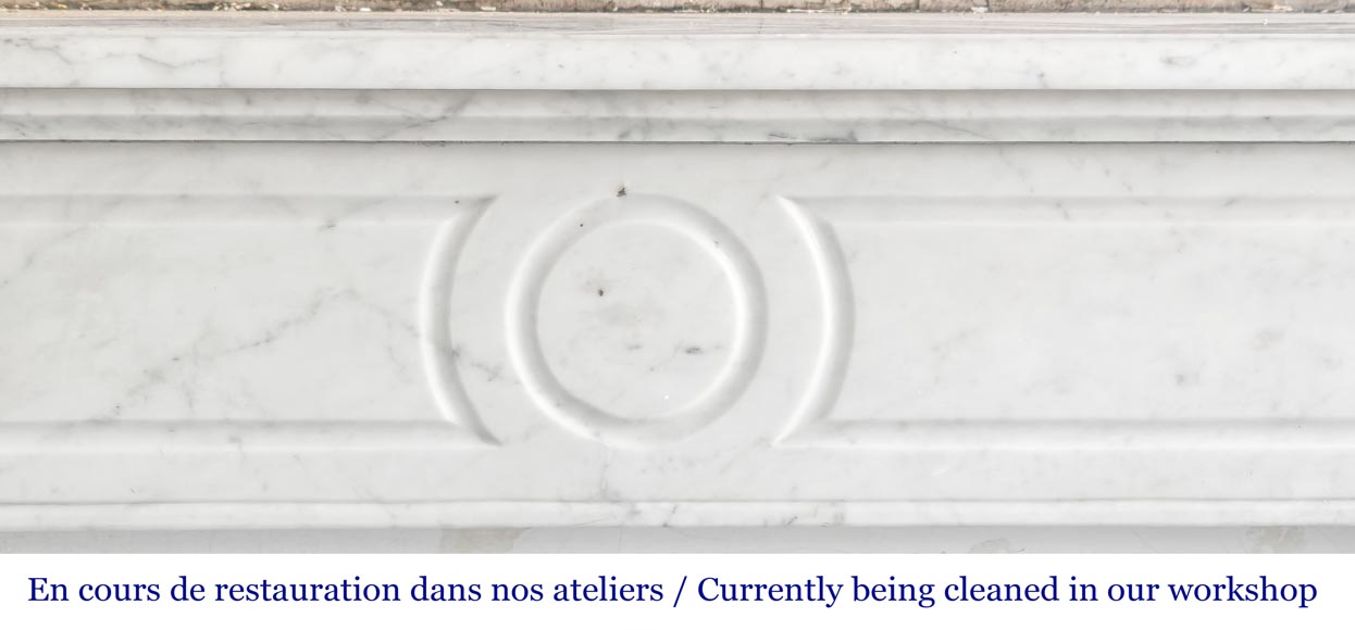 Straight-fronted Louis XV style fireplace, Pompadour model, in Carrara marble-1