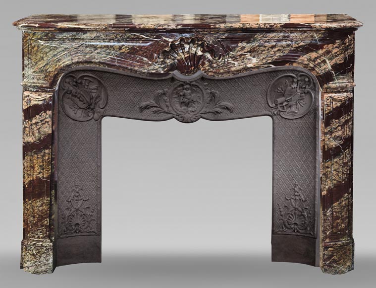 Louis XV style fireplace in Campan marble, decorated with a shell motif-0