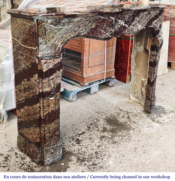 Louis XV style fireplace in Campan marble, decorated with a shell motif-3