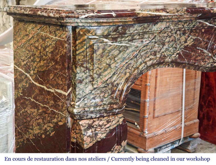 Louis XV style fireplace in Campan marble, decorated with a shell motif-4