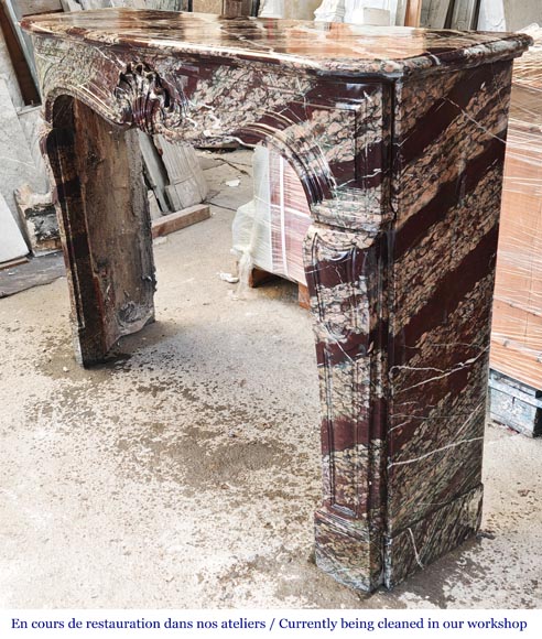 Louis XV style fireplace in Campan marble, decorated with a shell motif-6