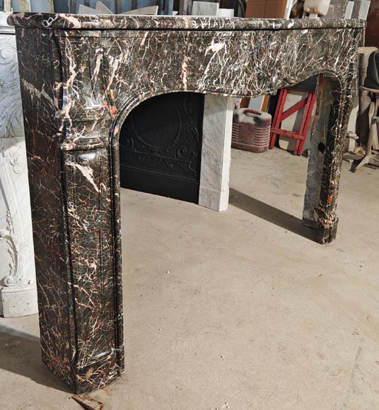 Period Louis XV fireplace in veined grey marble Period Louis XV fireplace in veined grey marble-3