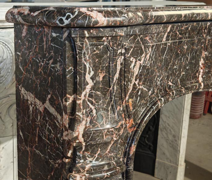 Period Louis XV fireplace in veined grey marble Period Louis XV fireplace in veined grey marble-4
