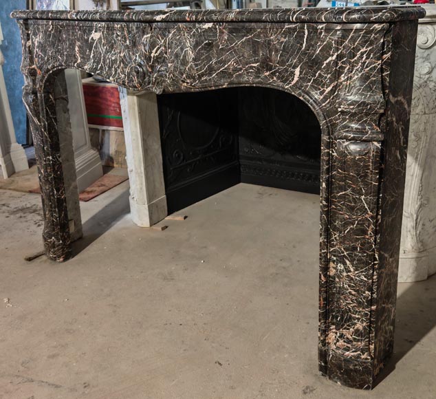 Period Louis XV fireplace in veined grey marble Period Louis XV fireplace in veined grey marble-6