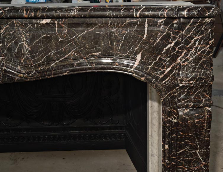 Period Louis XV fireplace in veined grey marble Period Louis XV fireplace in veined grey marble-7