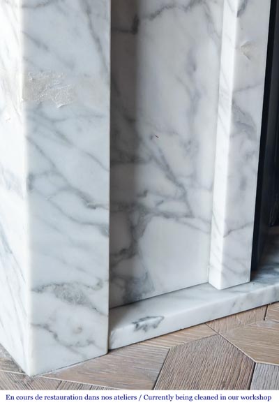 Contemporary Arabescato-style marble fireplace Contemporary Arabescato-style marble fireplace-4