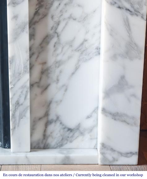 Contemporary Arabescato-style marble fireplace Contemporary Arabescato-style marble fireplace-7