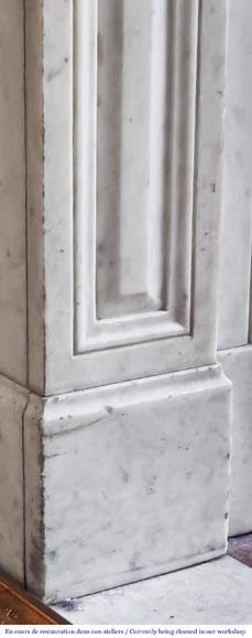 Carrara marble fireplace in the Napoleon III style, featuring water-leaf ornamentation-3