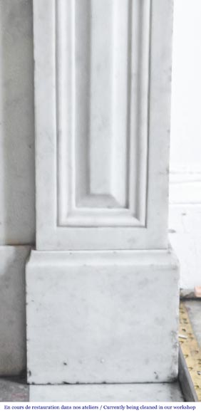 Carrara marble fireplace in the Napoleon III style, featuring water-leaf ornamentation-6