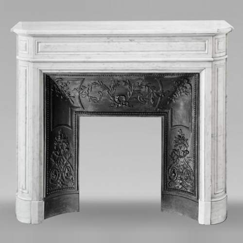 Louis XVI style Carrara marble fireplace with rounded corners