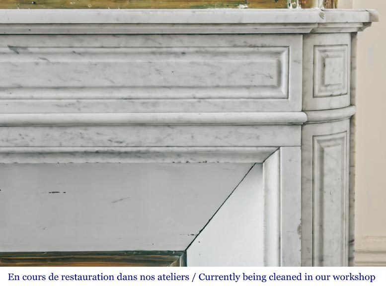 Louis XVI style Carrara marble fireplace with rounded corners Louis XVI style Carrara marble fireplace with rounded corners-6