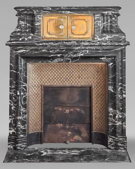 Louis XIV style fireplace in Black Marquina marble Louis XIV style fireplace in Black Marquina marble-0