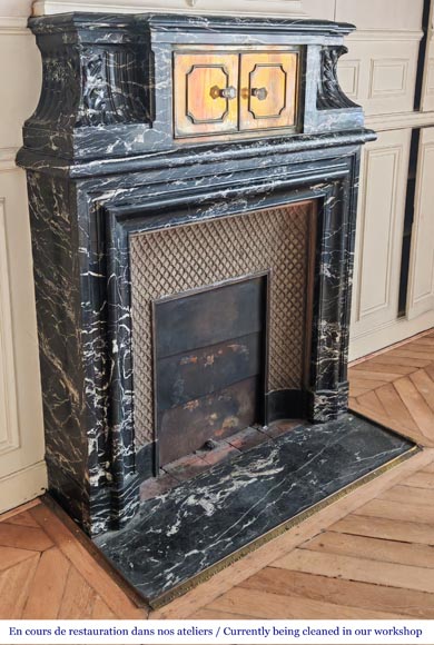 Louis XIV style fireplace in Black Marquina marble Louis XIV style fireplace in Black Marquina marble-3
