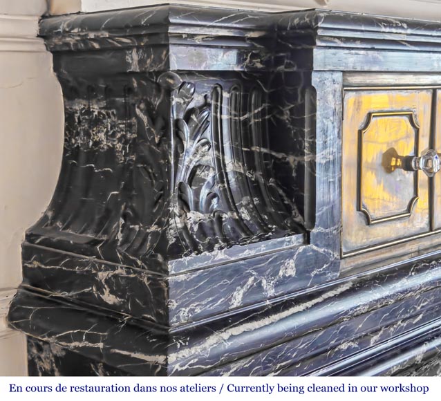 Louis XIV style fireplace in Black Marquina marble Louis XIV style fireplace in Black Marquina marble-4