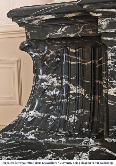 Louis XIV style fireplace in Black Marquina marble Louis XIV style fireplace in Black Marquina marble-5