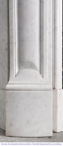 Louis XV-style fireplace in Carrara marble, featuring an asymmetrical palmette motif-7