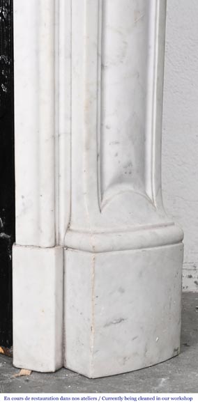 Louis XV-style fireplace in Carrara marble, featuring an asymmetrical palmette motif-10