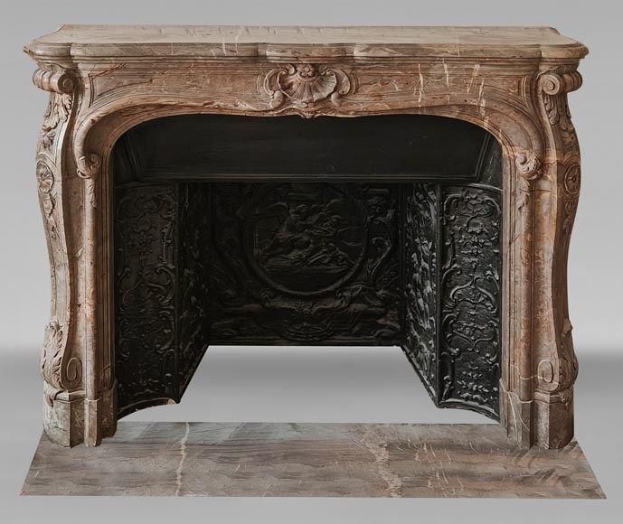 Louis XV-style fireplace in Sarrancolin marble-0