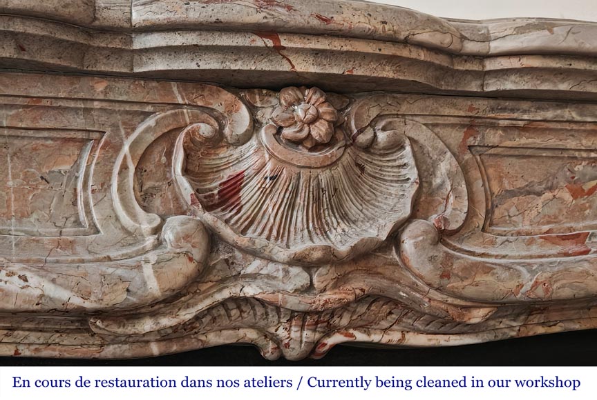 Louis XV-style fireplace in Sarrancolin marble-2