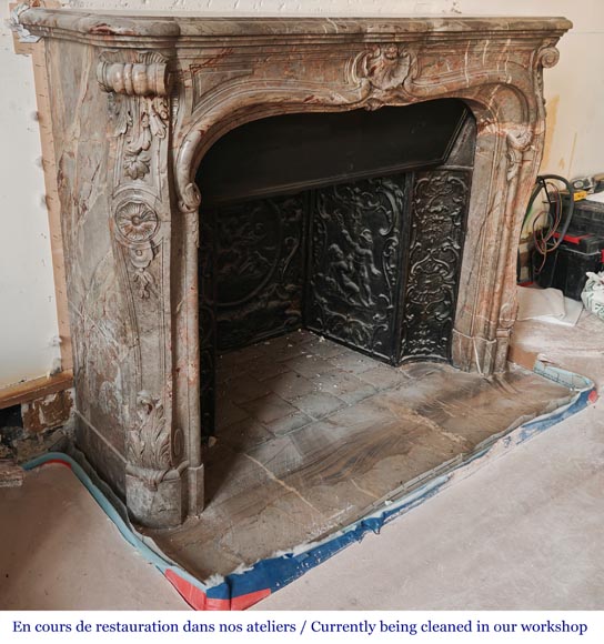 Louis XV-style fireplace in Sarrancolin marble-3