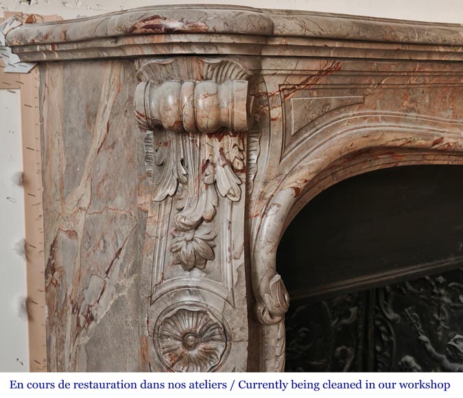 Louis XV-style fireplace in Sarrancolin marble-4