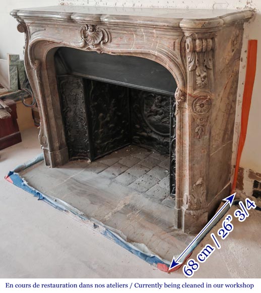Louis XV-style fireplace in Sarrancolin marble-7