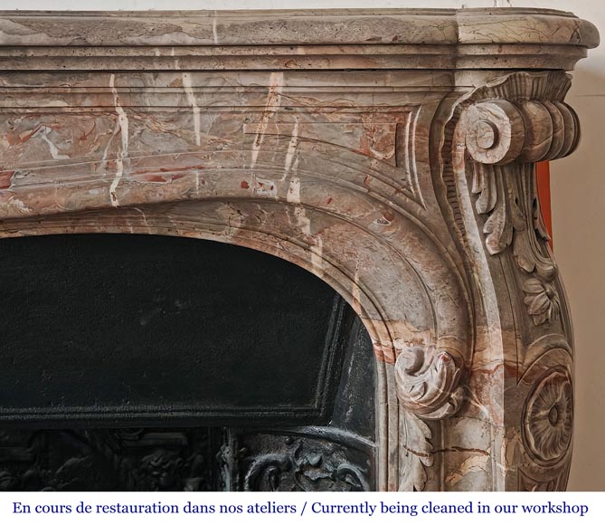 Louis XV-style fireplace in Sarrancolin marble-8