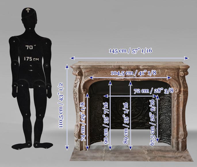 Louis XV-style fireplace in Sarrancolin marble-14