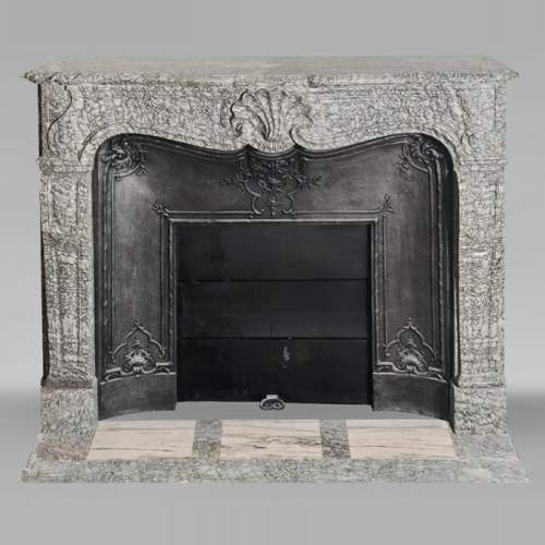 Louis XV-style fireplace in green Estours marble