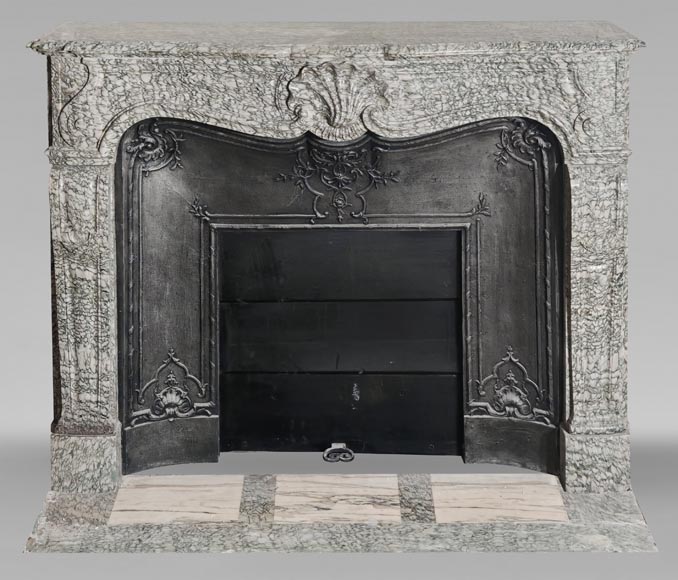 Louis XV-style fireplace in green Estours marble Louis XV-style fireplace in green Estours marble-0