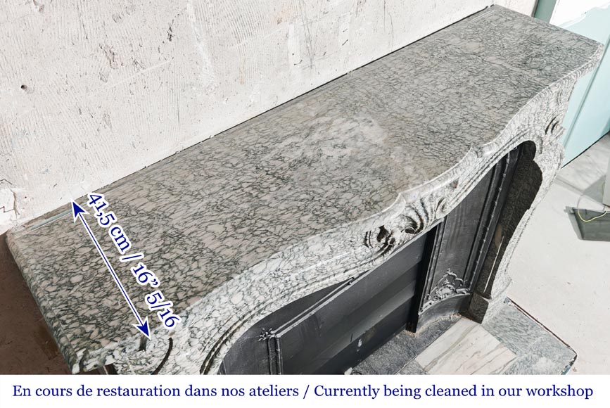 Louis XV-style fireplace in green Estours marble Louis XV-style fireplace in green Estours marble-11