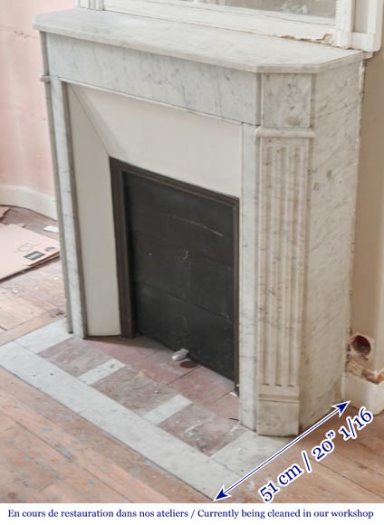 Louis XVI-style fireplace in Carrara marble Louis XVI-style fireplace in Carrara marble-5