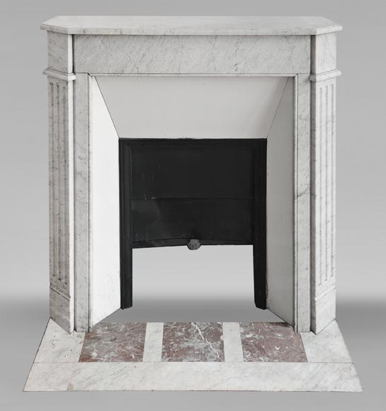 Louis XVI-style fireplace in Carrara marble Louis XVI-style fireplace in Carrara marble-0
