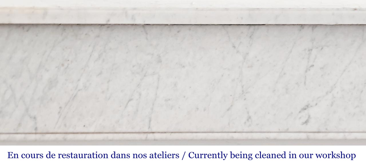 Louis XVI-style fireplace in Carrara marble Louis XVI-style fireplace in Carrara marble-1