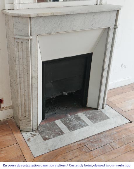 Louis XVI-style fireplace in Carrara marble Louis XVI-style fireplace in Carrara marble-2