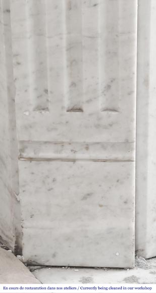 Louis XVI-style fireplace in Carrara marble Louis XVI-style fireplace in Carrara marble-3
