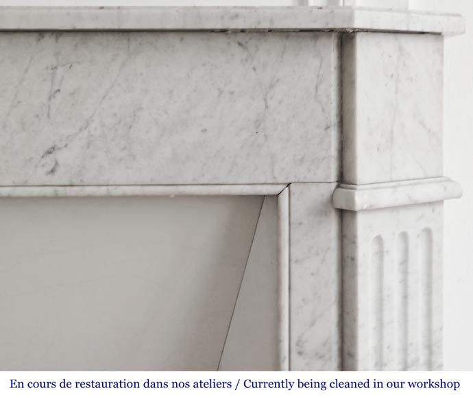 Louis XVI-style fireplace in Carrara marble Louis XVI-style fireplace in Carrara marble-5