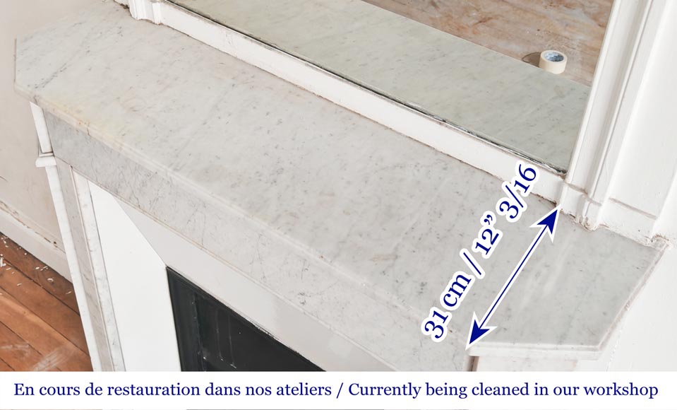 Louis XVI-style fireplace in Carrara marble Louis XVI-style fireplace in Carrara marble-8
