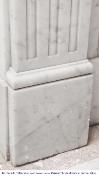 Louis XVI-style Carrara marble fireplace with a fluted frieze Louis XVI-style Carrara marble fireplace with a fluted frieze-4