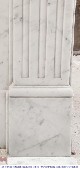 Louis XVI-style Carrara marble fireplace with a fluted frieze Louis XVI-style Carrara marble fireplace with a fluted frieze-7