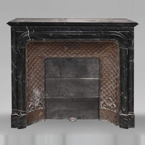 Louis XIV-style fireplace in black Marquina marble