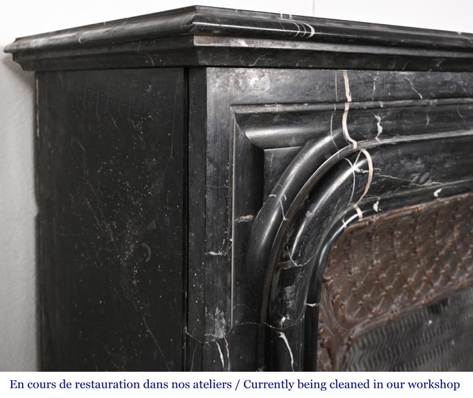 Louis XIV-style fireplace in black Marquina marble-3