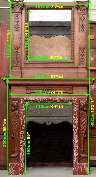 Mahogany fireplace mantel and trumeau-18